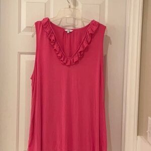 CROWN & IVY Pink Ruffle sleeveless shirt - XL